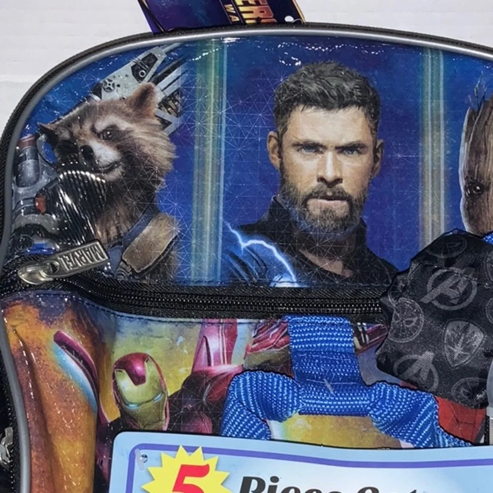 NWT Marvel Avengers Boys Backpack Lunch-bag Water Bottle Cinch Sack Set